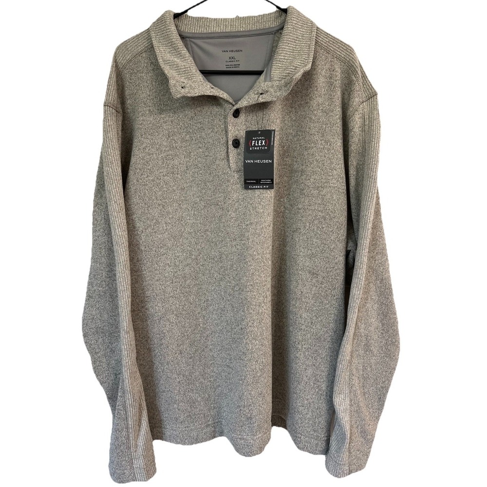 NWT Van Heusen Mens Sweater Mock‎ Neck 1/4 Button Long Sleeve Pullover Size XXL